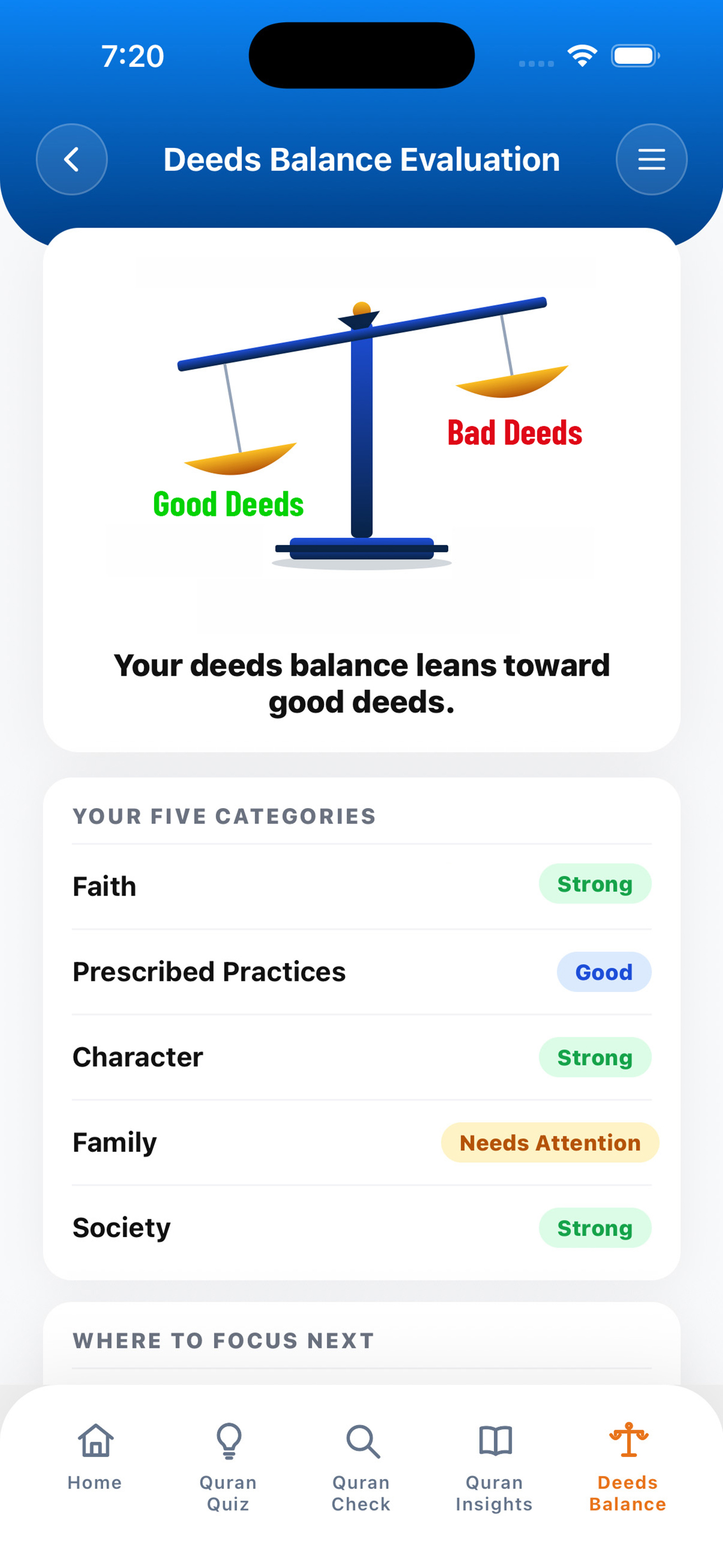 Deeds Balance Evaluation screen